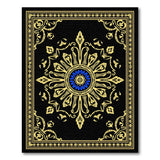 Ornate Gold Frame Blue Medallion Area Rug