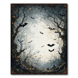 Haunted Halloween Forest Bats Pumpkins Rug