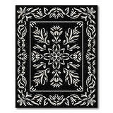 Elegant Black White Floral Medallion Area Rug