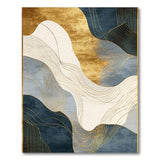 Navy Gold Wave Abstract Area Rug