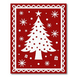 Red Christmas Tree Holiday Area Rug with Snowflakes
