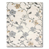 ODIKA Vintage Gray and Tan Floral Washable Area Rug - Low Pile Non-Slip & Pet Friendly