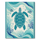 Teal Sea Turtle Coral Reef Area Rug