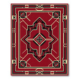 Red Red Art Deco Geometric Area Rug