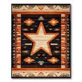 Southwestern Rust Star Area Rug Black Cream