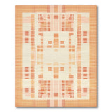 Orange Geometric Pixel Border Area Rug