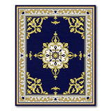 Blue and Teal Navy Blue Gold Ornate Medallion Area Rug