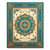 Blue and Teal Gold Medallion Persian Area Rug