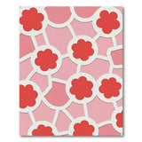 Vibrant Red Flowers Pink Lattice Area Rug