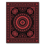 Red Medallion Persian Area Rug on Black