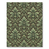 Elegant Green Fleur-de-Lis Damask Area Rug