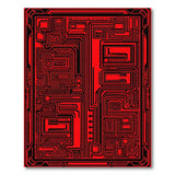 Bold Red Circuit Geometric Area Rug