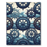 Nautical Ship Wheel Blue Area Rug