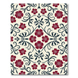 Red Floral Vine Area Rug on Cream