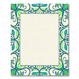 Teal Green Ornate Floral Border Area Rug