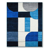 Teal Navy Blue Geometric Abstract Area Rug