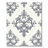 Grey Grey Ornate Damask Floral Area Rug