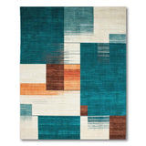 Geometric Modern Blue and Teal Teal Geometric Abstract Area Rug