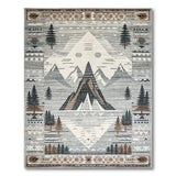 Grey Southwestern Mountain Peaks Area Rug