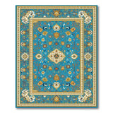 Turquoise Persian Area Rug with Golden Motifs