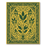 ODIKA Vintage Botanical Washable Area Rug - Yellow & Forest Green Low Pile Non-Slip Carpet