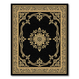 Ornate Gold Medallion Persian Area Rug - Black