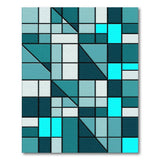Blue and Teal Geometric Modern Teal Blue Geometric Abstract Area Rug