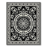 Elegant Black and White Elegant Black White Persian Medallion Rug
