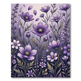 ODIKA Purple Floral Botanical Washable Area Rug - Low Pile & Non-Slip