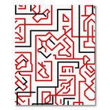 Bold Red Black Geometric Maze Area Rug