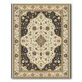 Opulent Ivory Black Persian Medallion Rug