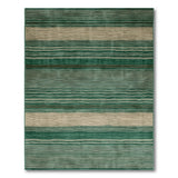 Emerald Green Horizontal Striped Area Rug