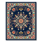 Traditional Persian Multi-color and Patterns Navy Persian Floral Medallion Area Rug