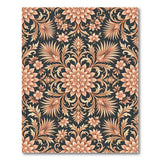 Elegant Gold Floral Damask Black Area Rug