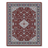 Deep Red Persian Area Rug with Intricate Motifs