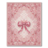 Blush Pink Bow Floral Vintage Area Rug