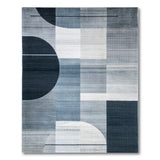 Modern Geometric Navy Grey Area Rug