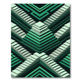 Emerald Green Geometric Stair Maze Area Rug