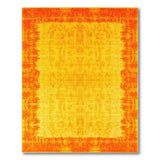 Vibrant Orange Sunburst Border Yellow Area Rug