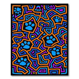 Vibrant Geometric Paw Print Area Rug