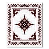 Ornate Red Medallion Border Area Rug
