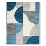 Modern Blue Teal Geometric Overlap Area Rug