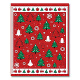 Multi-color and Patterns Festive Christmas Trees Snowflakes Red Area Rug