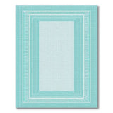 Teal Zigzag Border Geometric Area Rug