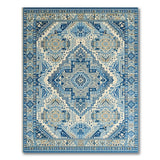 Blue Teal Southwestern Geometric Blue and Teal Area Rug