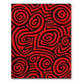Abstract Area Vibrant Red Black Swirl Abstract Area Rug