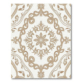 Washable Vintage Beige Damask Medallion Area Rug - Low Pile & Non-Slip