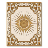 Golden Sunburst Ornate Border Area Rug