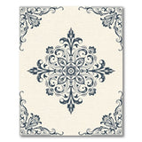 Ornate Navy Floral Medallion Area Rug