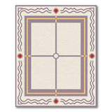 Purple Framed Geometric Cream Area Rug